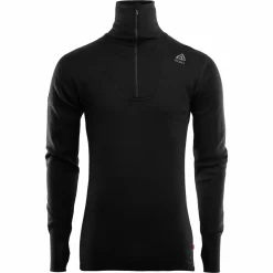 Aclima DoubleWool Polo with Zip Man Jet Black/Marengo