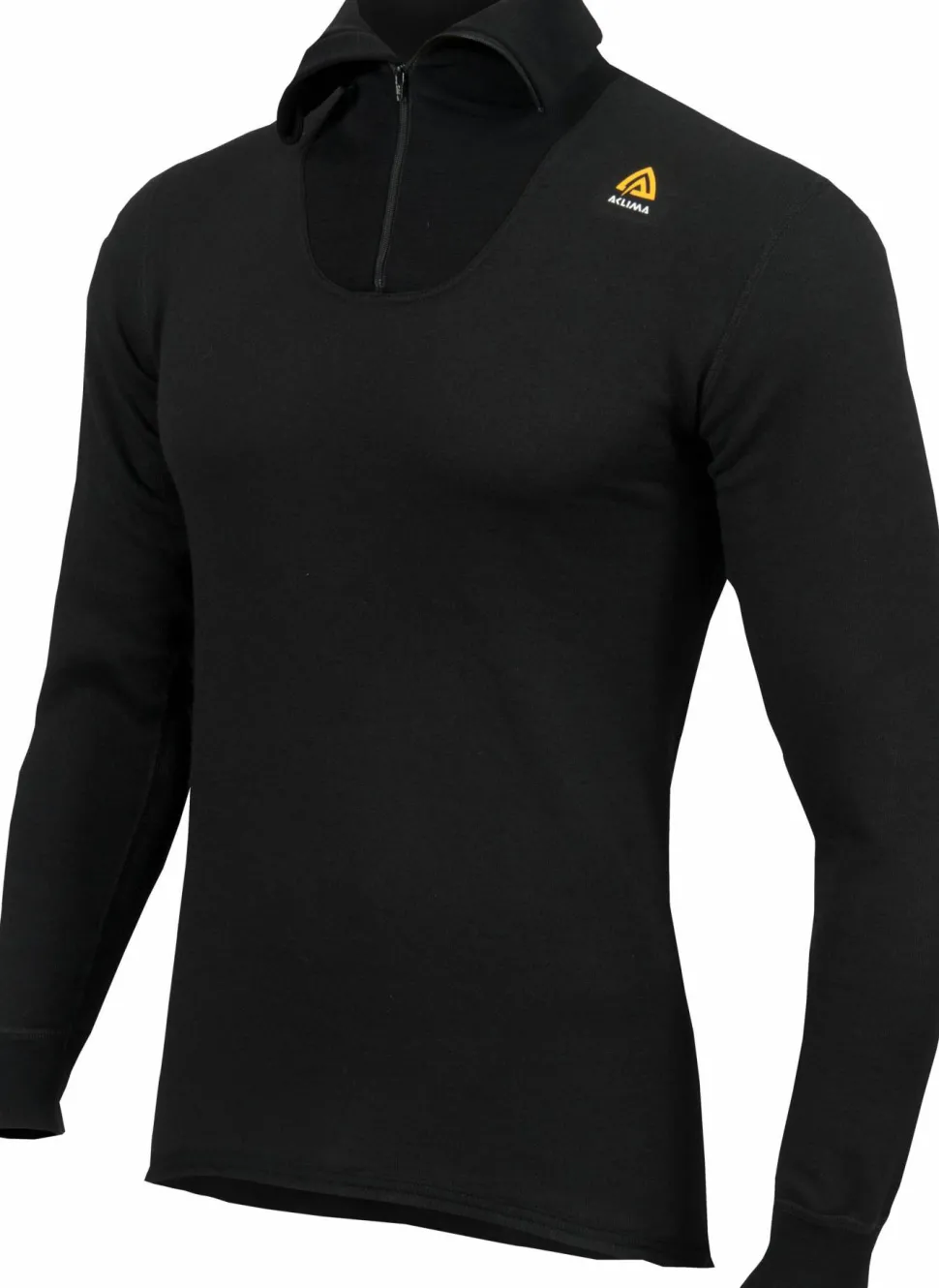 Aclima Men's HotWool Polo with Zip Jet Black