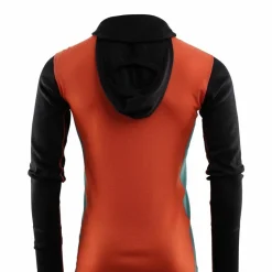 Aclima Men's WarmWool Hoodsweater with Zip Jet Black/Red Clay/North Atlantic