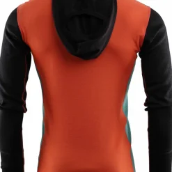 Aclima Men's WarmWool Hoodsweater with Zip Jet Black/Red Clay/North Atlantic