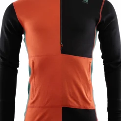 Aclima Men's WarmWool Hoodsweater with Zip Jet Black/Red Clay/North Atlantic