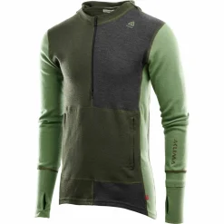 Aclima Men's WarmWool Hoodsweater with Zip Olive Night/Dill/Marengo