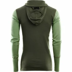 Aclima Men's WarmWool Hoodsweater with Zip Olive Night/Dill/Marengo