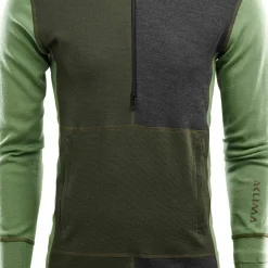 Aclima Men's WarmWool Hoodsweater with Zip Olive Night/Dill/Marengo