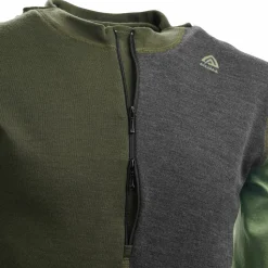 Aclima Men's WarmWool Hoodsweater with Zip Olive Night/Dill/Marengo