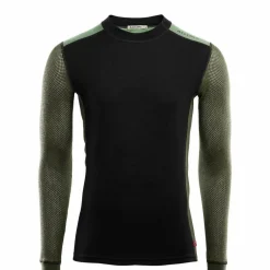 Aclima Men's WoolNet Hybrid Crew Neck Jet Black/Olive Night/Dill