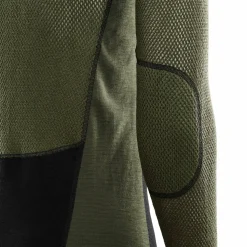 Aclima Men's WoolNet Hybrid Crew Neck Jet Black/Olive Night/Dill