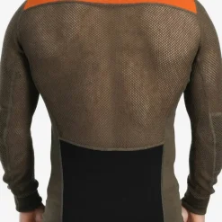 Aclima Men's WoolNet Hybrid Crew Neck Jet Black/Tarmac/Gold Flame