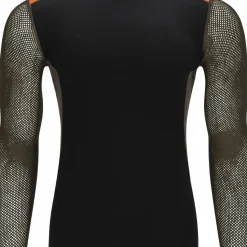 Aclima Men's WoolNet Hybrid Crew Neck Jet Black/Tarmac/Gold Flame