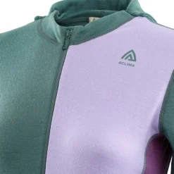 Aclima WarmWool Hoodsweater with Zip Woman North Atlantic/Purple Rose/Sunset Purple