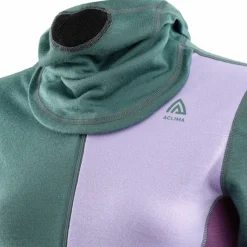 Aclima WarmWool Hoodsweater with Zip Woman North Atlantic/Purple Rose/Sunset Purple