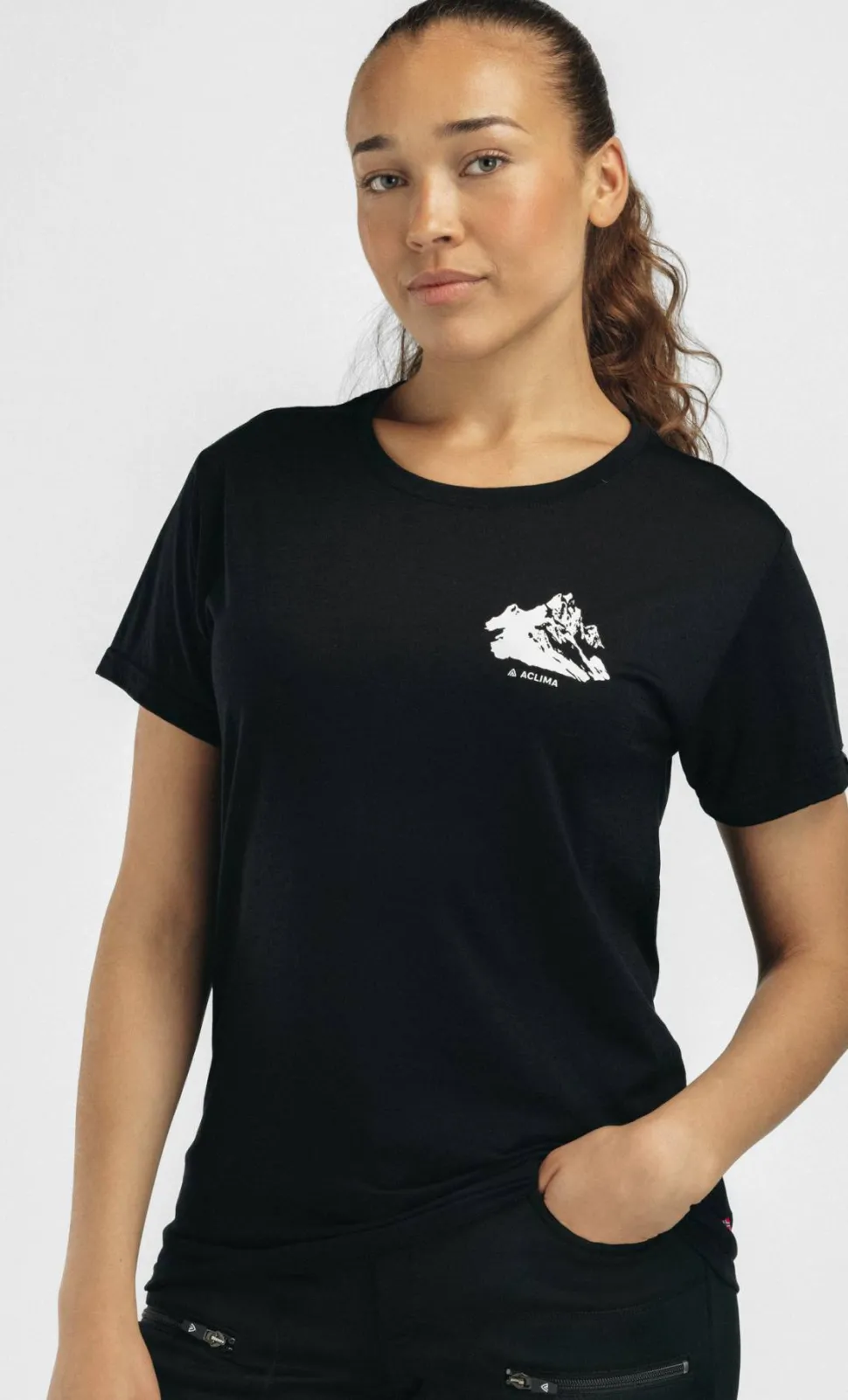 Aclima Women's Lightwool 140 Classic Tee Mountain Jet Black