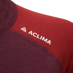 Aclima Women's WarmWool Polo Fig/Red Dahlia