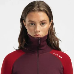 Aclima Women's WarmWool Polo Fig/Red Dahlia