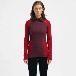 Aclima Women's WarmWool Polo Fig/Red Dahlia