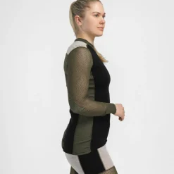 Aclima Women's WoolNet Hybrid Crew Neck Jet Black/Tarmac/Beige Melange