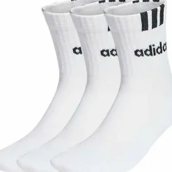Adidas 3-Stripes Linear Half-Crew Cushioned Socks 3 Pairs White/black