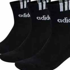 Adidas 3-Stripes Linear Half-Crew Cushioned Socks 3 Pairs Black/white