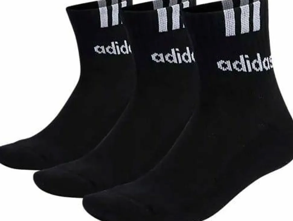 Adidas 3-Stripes Linear Half-Crew Cushioned Socks 3 Pairs Black/white