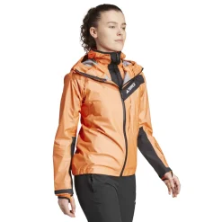 Adidas Women's Terrex Techrock Light GORE-TEX Active Rain Jacket Semi Impact Orange