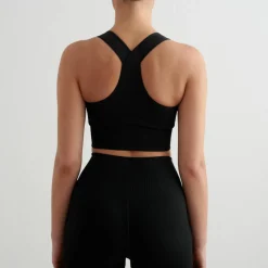 Aim'n Women's High Support Ribbed Bra Black