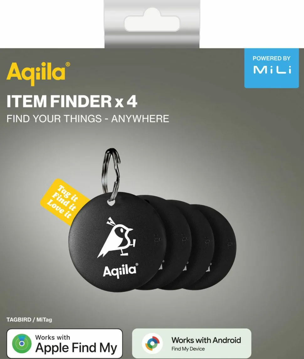 Aqiila Tagbird: Item finder 4-Pack Black