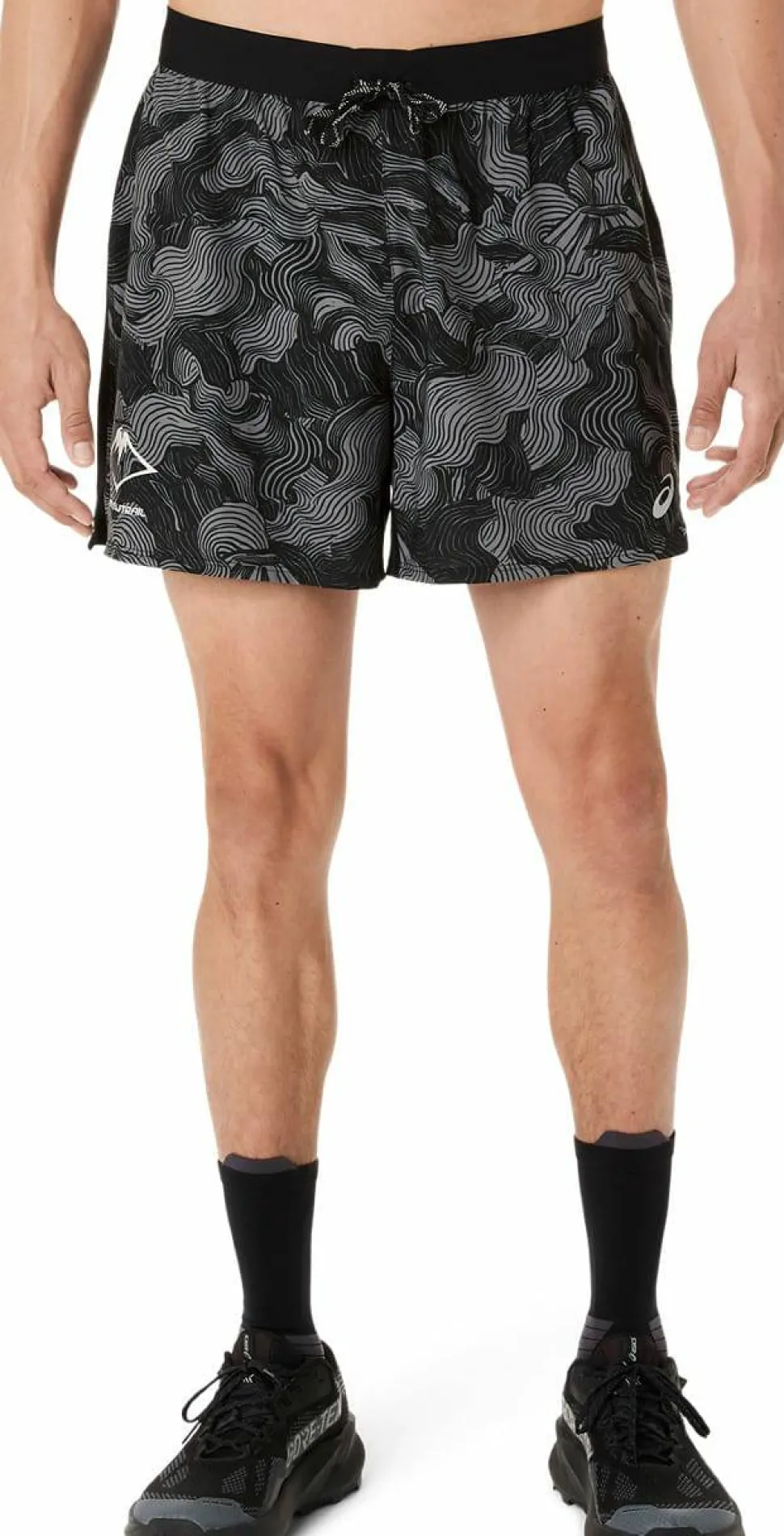 Asics Men's Fujitrail All Over Print 5in Shorts Performance Black/Carbon/Cream