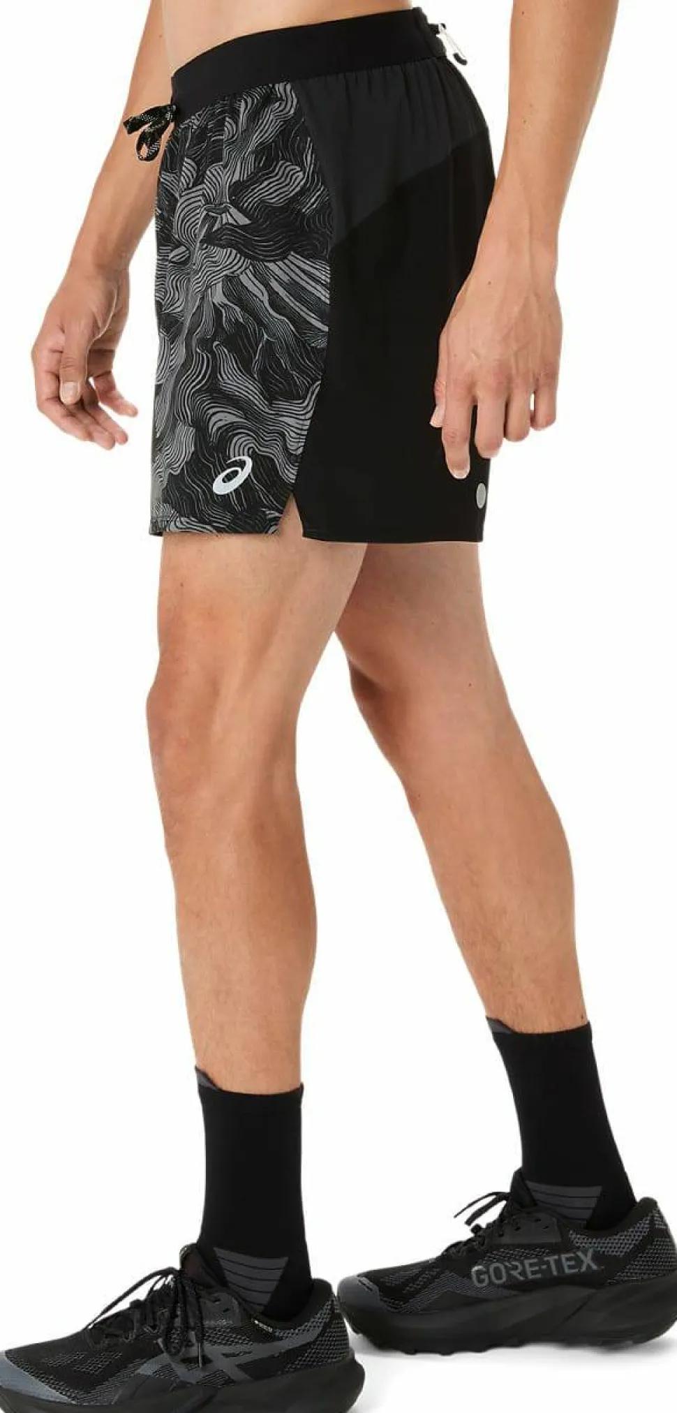 Asics Men's Fujitrail All Over Print 5in Shorts Performance Black/Carbon/Cream