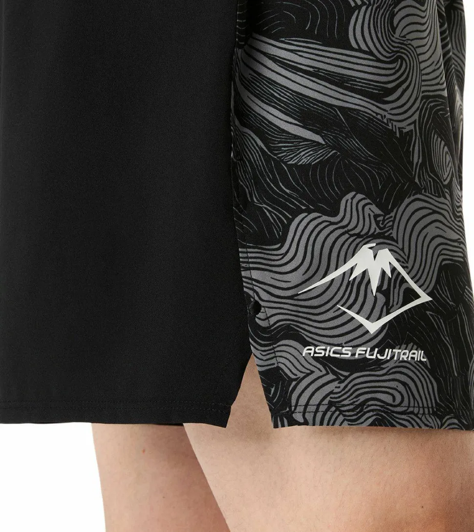 Asics Men's Fujitrail All Over Print 5in Shorts Performance Black/Carbon/Cream