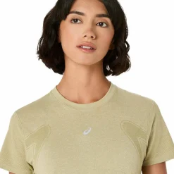 Asics Women's Road Seamless Short Sleeve Top Khaki/Cream