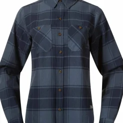 Bergans Women's Nordmarka Flannel Shirt Granite Blue/navy Blue Check