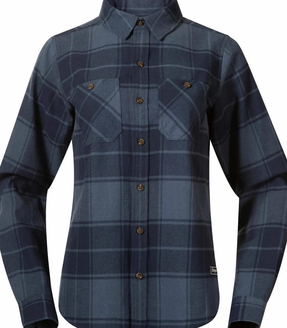 Bergans Women's Nordmarka Flannel Shirt Granite Blue/navy Blue Check