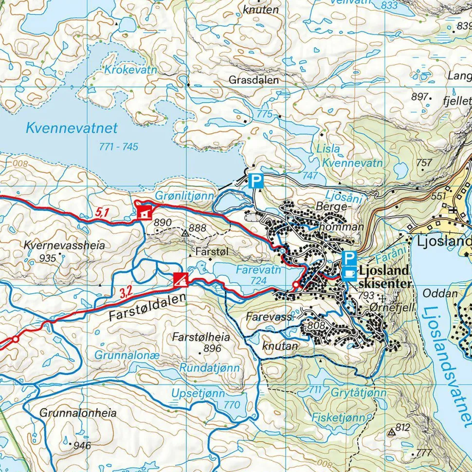 Calazo förlag Bjerkreimsheiene & Setesdal Vesthei Sør 1:50 000 Hiking map