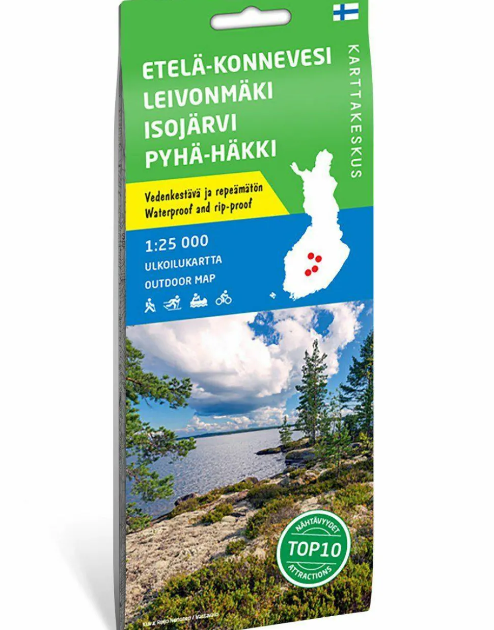Calazo förlag Etelä-Konnevesi, Leivonmäki, Isojärvi & Pyhä-Häkki 1:25 000 Topographic map