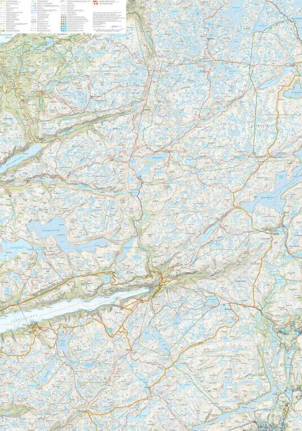 Calazo förlag Lyseheiane, Sirdalsheiane & Setesdal Vesthei Nord 1:50 000 Hiking map