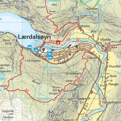 Calazo förlag Nærøyfjorden & Lærdalen 1:50 000 Hiking map