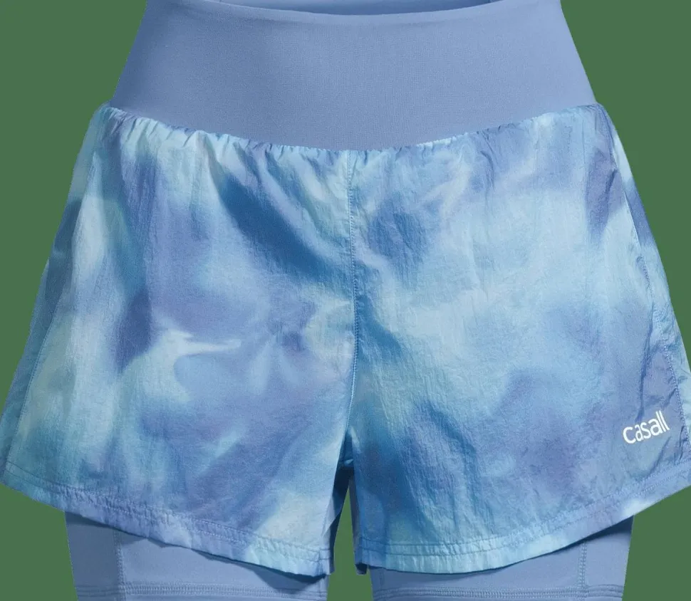 Casall Women's Breeze Printed Running Shorts Breeze Blue Shadow
