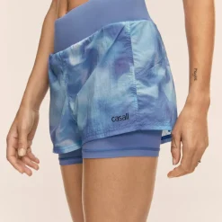 Casall Women's Breeze Printed Running Shorts Breeze Blue Shadow