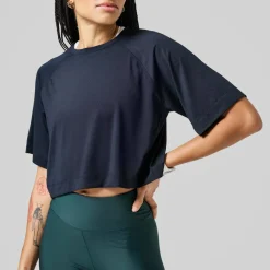 Casall Women's Laser Mesh Crop Tee Black