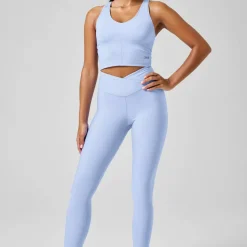 Casall Women's Overlap High Waist Tights Breeze Blue