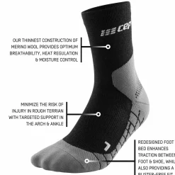 CEP Women's Hiking Light Merino Mid Cut Compression Socks Black