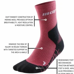 CEP Women's Hiking Light Merino Mid Cut Compression Socks Berry