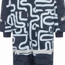 Didriksons Kids' Bjärven Printed Coverall 2 Path S Blue