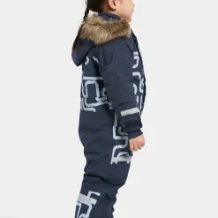 Didriksons Kids' Bjärven Printed Coverall 2 Path S Blue