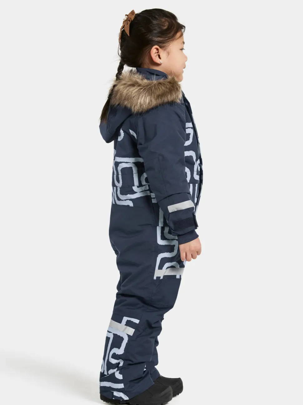 Didriksons Kids' Bjärven Printed Coverall 2 Path S Blue