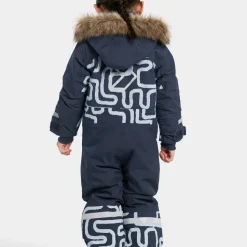 Didriksons Kids' Bjärven Printed Coverall 2 Path S Blue