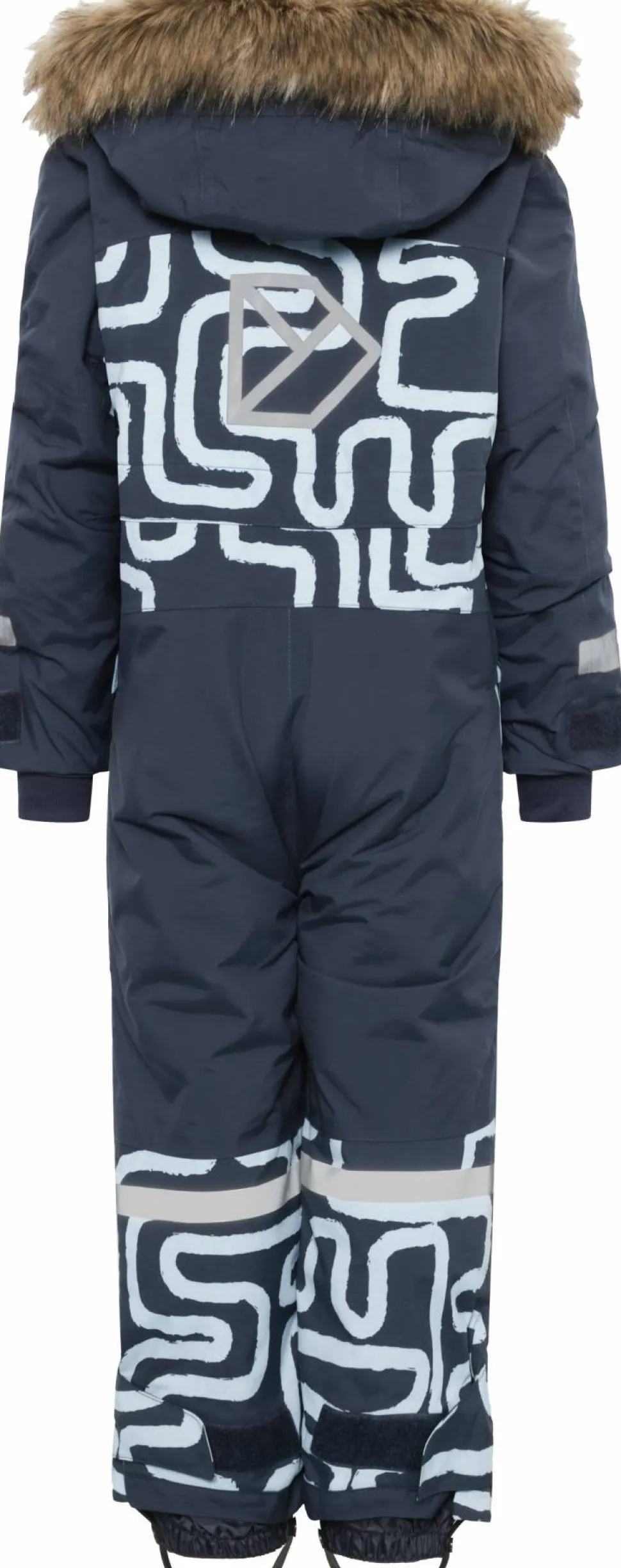Didriksons Kids' Bjärven Printed Coverall 2 Path S Blue