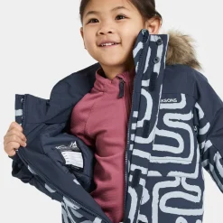Didriksons Kids' Bjärven Printed Coverall 2 Path S Blue