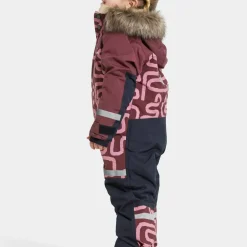 Didriksons Kids' Bjärven Printed Coverall 2 Path S Pink