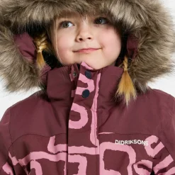 Didriksons Kids' Bjärven Printed Coverall 2 Path S Pink